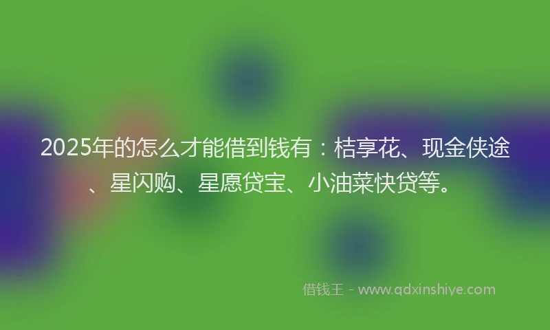 2025年的怎么才能借到钱有：桔享花、现金侠途、星闪购、星愿贷宝、小油菜快贷等。