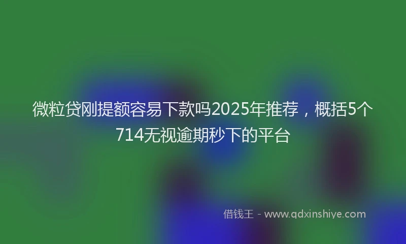 微粒贷刚提额容易下款吗2025年推荐，概括5个714无视逾期秒下的平台