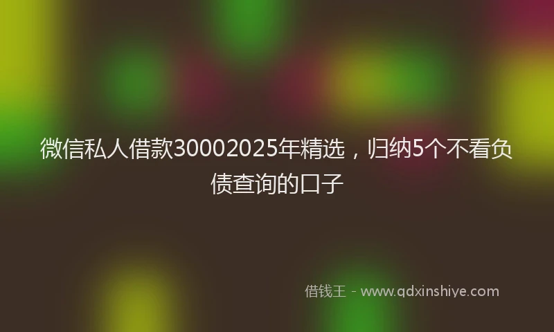 微信私人借款30002025年精选，归纳5个不看负债查询的口子