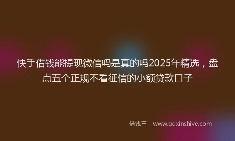 快手借钱能提现微信吗是真的吗2025年精选，盘点五个正规不看征信的小额贷款口子