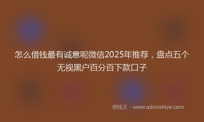 怎么借钱最有诚意呢微信2025年推荐，盘点五个无视黑户百分百下款口子