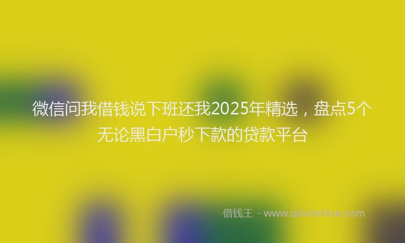 微信问我借钱说下班还我2025年精选，盘点5个无论黑白户秒下款的贷款平台