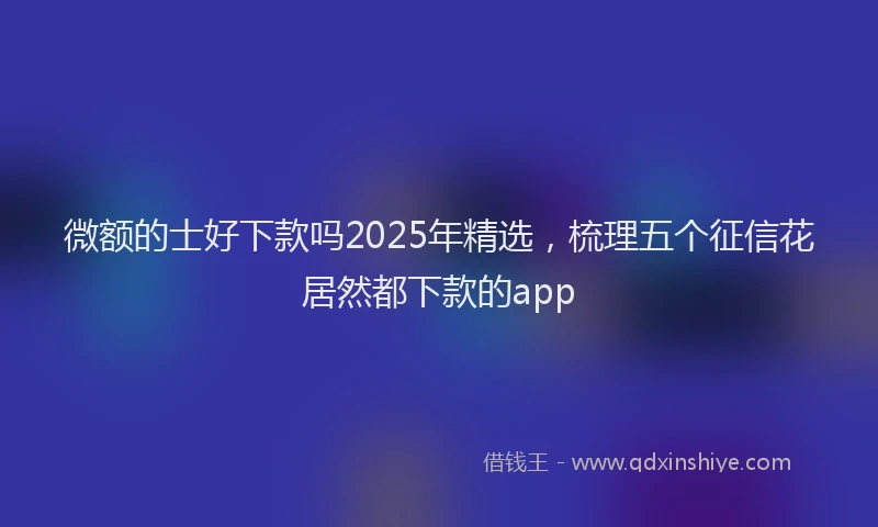微额的士好下款吗2025年精选，梳理五个征信花居然都下款的app
