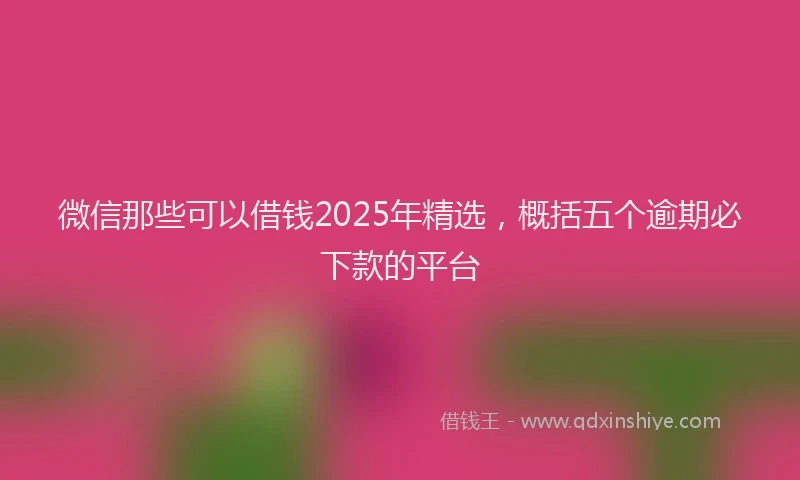 微信那些可以借钱2025年精选，概括五个逾期必下款的平台