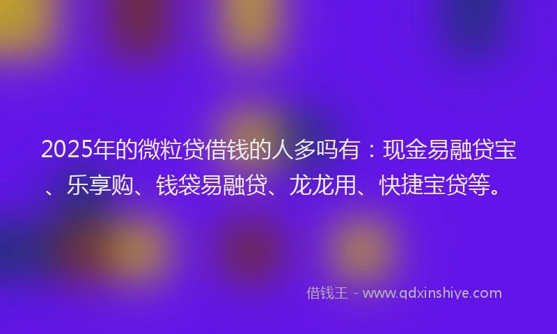 2025年的微粒贷借钱的人多吗有：现金易融贷宝、乐享购、钱袋易融贷、龙龙用、快捷宝贷等。