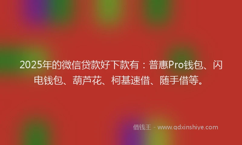 2025年的微信贷款好下款有：普惠Pro钱包、闪电钱包、葫芦花、柯基速借、随手借等。