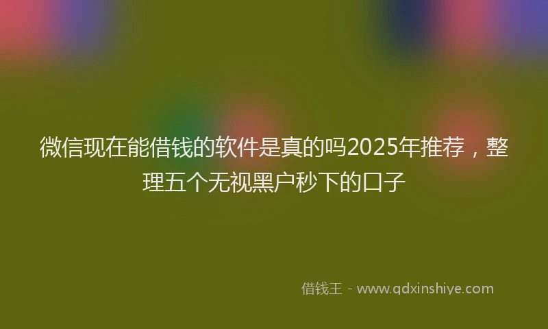 微信现在能借钱的软件是真的吗2025年推荐，整理五个无视黑户秒下的口子