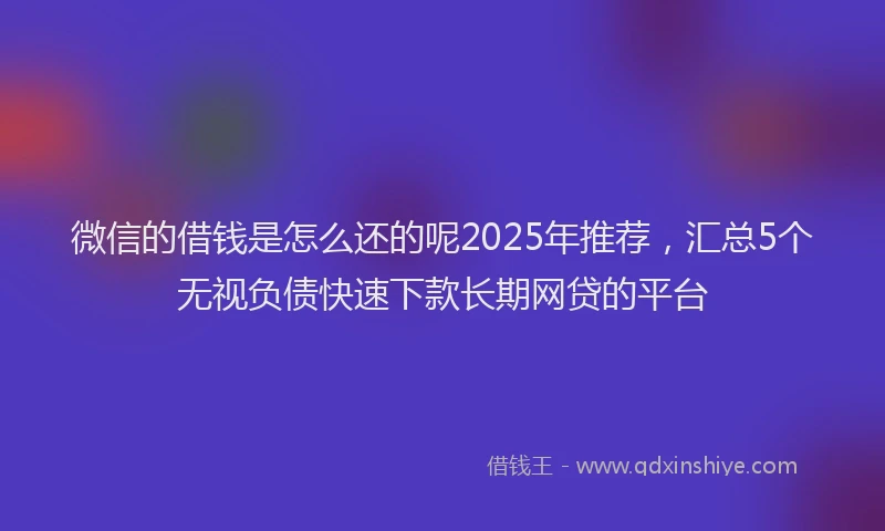 微信的借钱是怎么还的呢2025年推荐，汇总5个无视负债快速下款长期网贷的平台