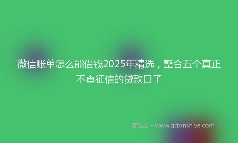微信账单怎么能借钱2025年精选，整合五个真正不查征信的贷款口子
