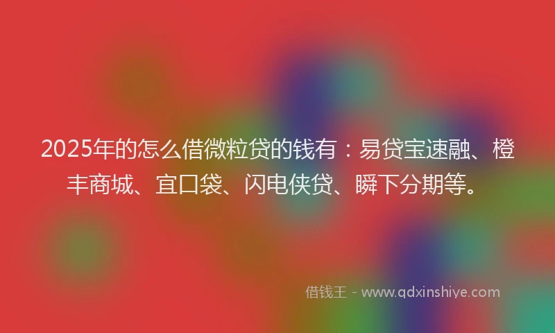 2025年的怎么借微粒贷的钱有：易贷宝速融、橙丰商城、宜口袋、闪电侠贷、瞬下分期等。