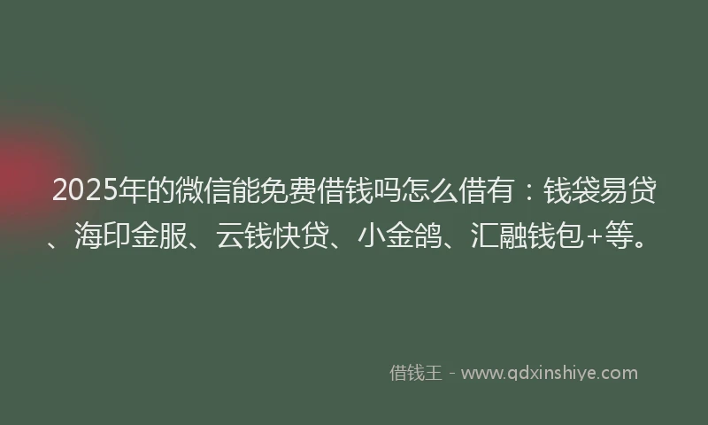 2025年的微信能免费借钱吗怎么借有：钱袋易贷、海印金服、云钱快贷、小金鸽、汇融钱包+等。