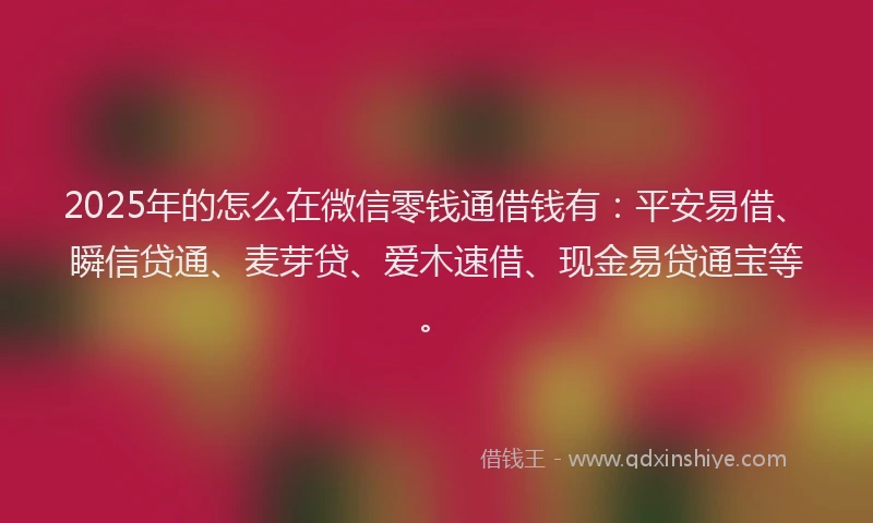 2025年的怎么在微信零钱通借钱有：平安易借、瞬信贷通、麦芽贷、爱木速借、现金易贷通宝等。