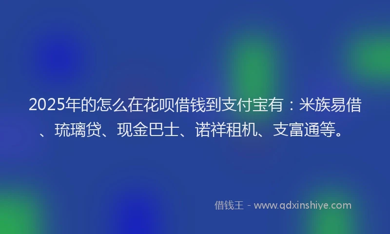 2025年的怎么在花呗借钱到支付宝有：米族易借、琉璃贷、现金巴士、诺祥租机、支富通等。