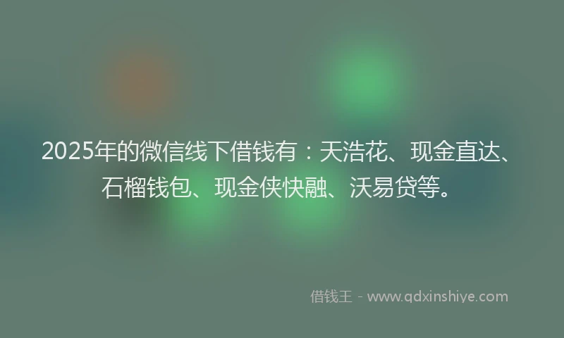 2025年的微信线下借钱有：天浩花、现金直达、石榴钱包、现金侠快融、沃易贷等。