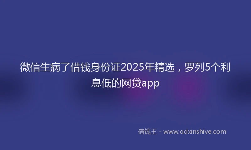微信生病了借钱身份证2025年精选，罗列5个利息低的网贷app