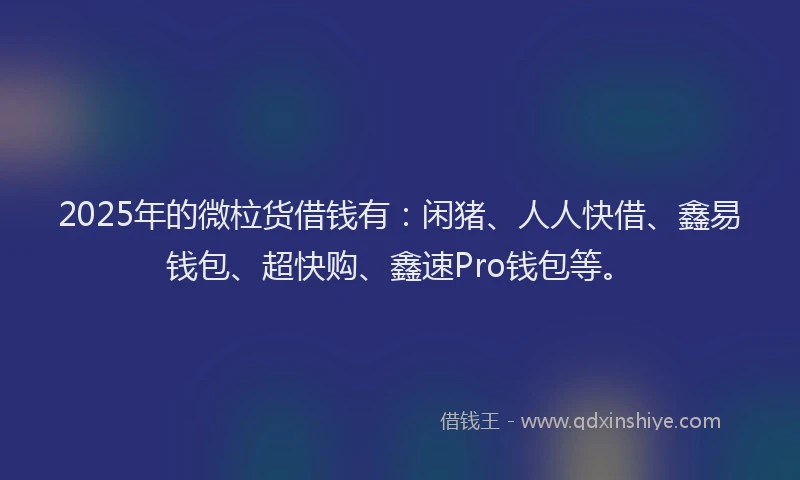 2025年的微柆货借钱有：闲猪、人人快借、鑫易钱包、超快购、鑫速Pro钱包等。