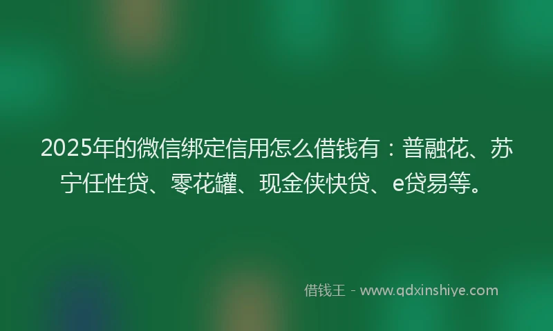 2025年的微信绑定信用怎么借钱有：普融花、苏宁任性贷、零花罐、现金侠快贷、e贷易等。