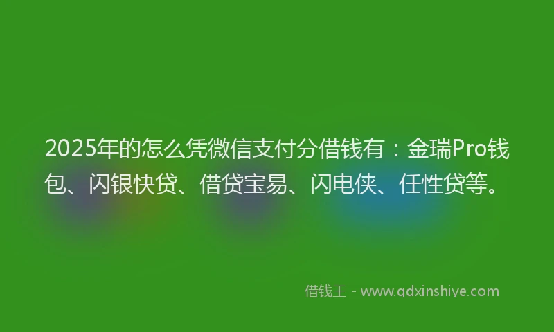 2025年的怎么凭微信支付分借钱有：金瑞Pro钱包、闪银快贷、借贷宝易、闪电侠、任性贷等。
