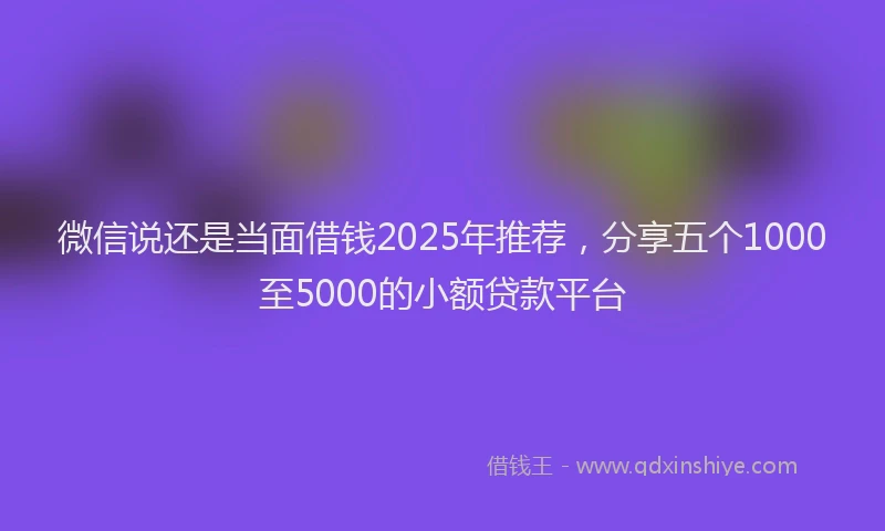 微信说还是当面借钱2025年推荐，分享五个1000至5000的小额贷款平台