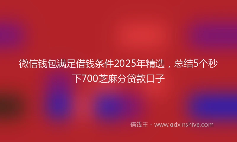 微信钱包满足借钱条件2025年精选，总结5个秒下700芝麻分贷款口子