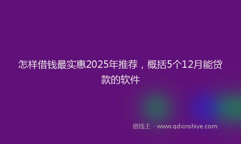 怎样借钱最实惠2025年推荐，概括5个12月能贷款的软件