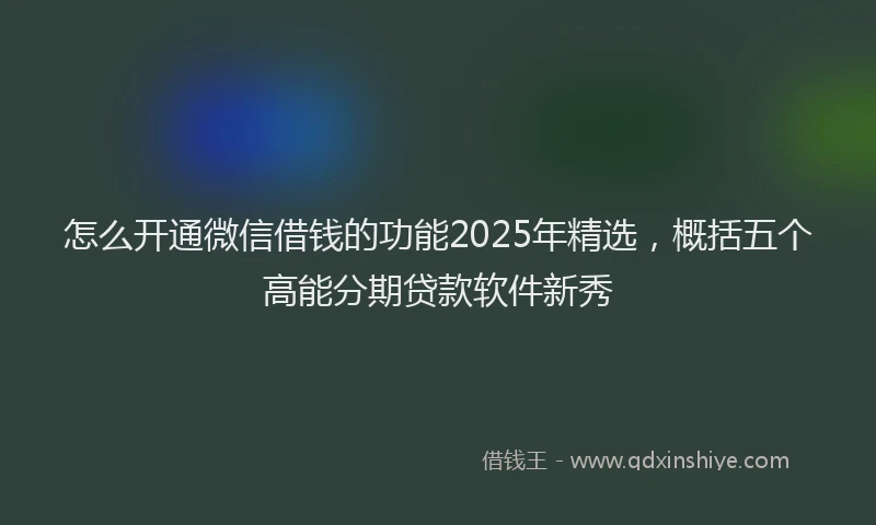 怎么开通微信借钱的功能2025年精选，概括五个高能分期贷款软件新秀