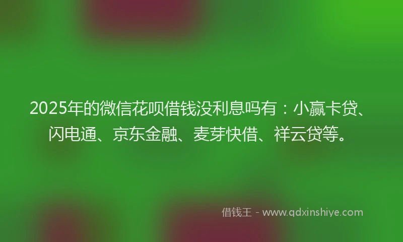 2025年的微信花呗借钱没利息吗有：小赢卡贷、闪电通、京东金融、麦芽快借、祥云贷等。