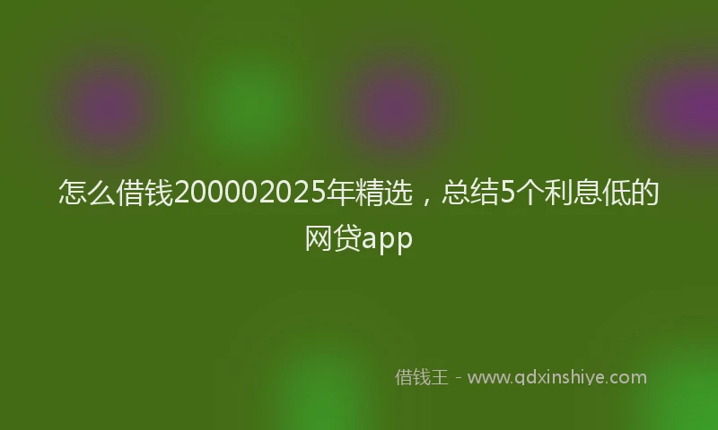 怎么借钱200002025年精选，总结5个利息低的网贷app