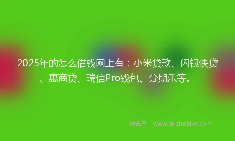 2025年的怎么借钱网上有：小米贷款、闪银快贷、惠商贷、瑞信Pro钱包、分期乐等。
