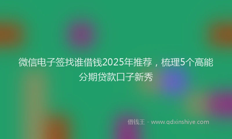 微信电子签找谁借钱2025年推荐，梳理5个高能分期贷款口子新秀