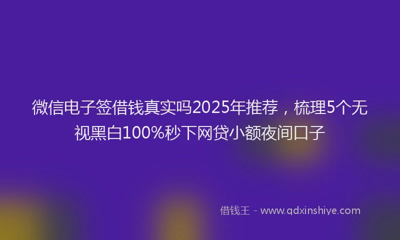 微信电子签借钱真实吗2025年推荐，梳理5个无视黑白100%秒下网贷小额夜间口子