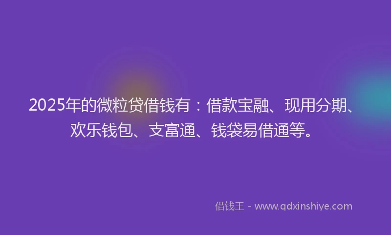 2025年的微粒贷借钱有：借款宝融、现用分期、欢乐钱包、支富通、钱袋易借通等。