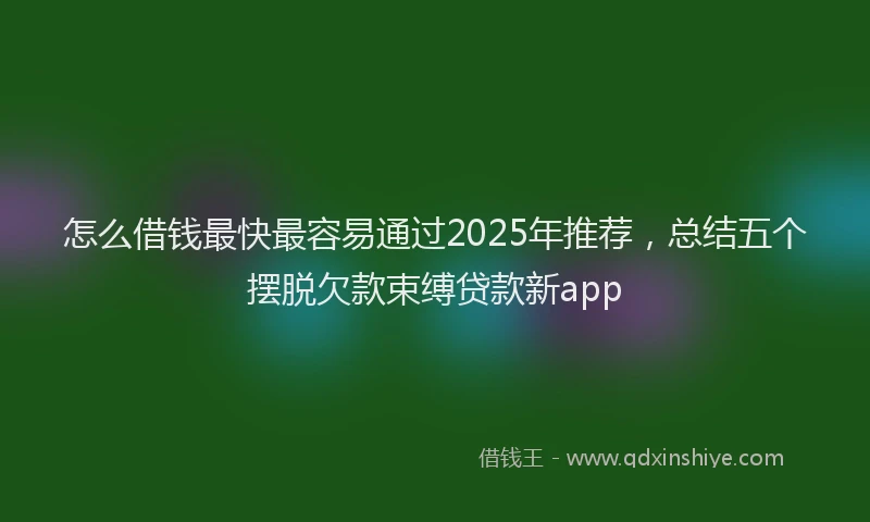 怎么借钱最快最容易通过2025年推荐，总结五个摆脱欠款束缚贷款新app