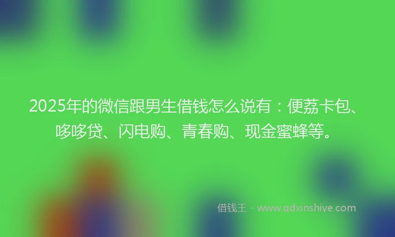 2025年的微信跟男生借钱怎么说有：便荔卡包、哆哆贷、闪电购、青春购、现金蜜蜂等。