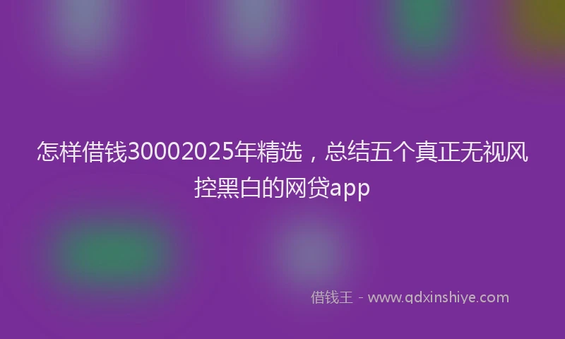怎样借钱30002025年精选，总结五个真正无视风控黑白的网贷app