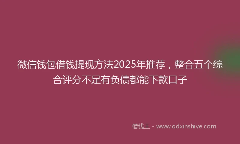 微信钱包借钱提现方法2025年推荐，整合五个综合评分不足有负债都能下款口子