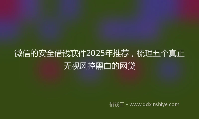 微信的安全借钱软件2025年推荐，梳理五个真正无视风控黑白的网贷