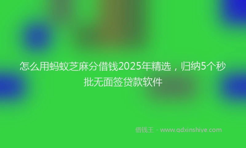 怎么用蚂蚁芝麻分借钱2025年精选，归纳5个秒批无面签贷款软件