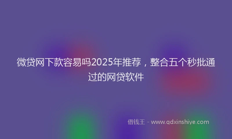 微贷网下款容易吗2025年推荐，整合五个秒批通过的网贷软件