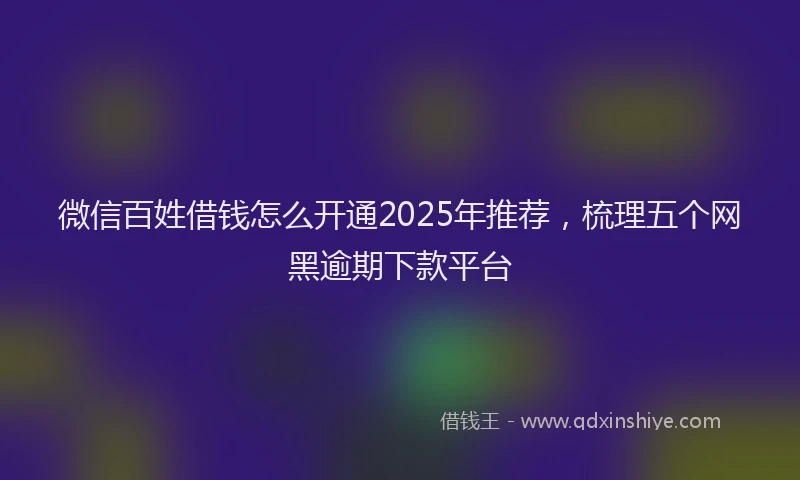 微信百姓借钱怎么开通2025年推荐，梳理五个网黑逾期下款平台