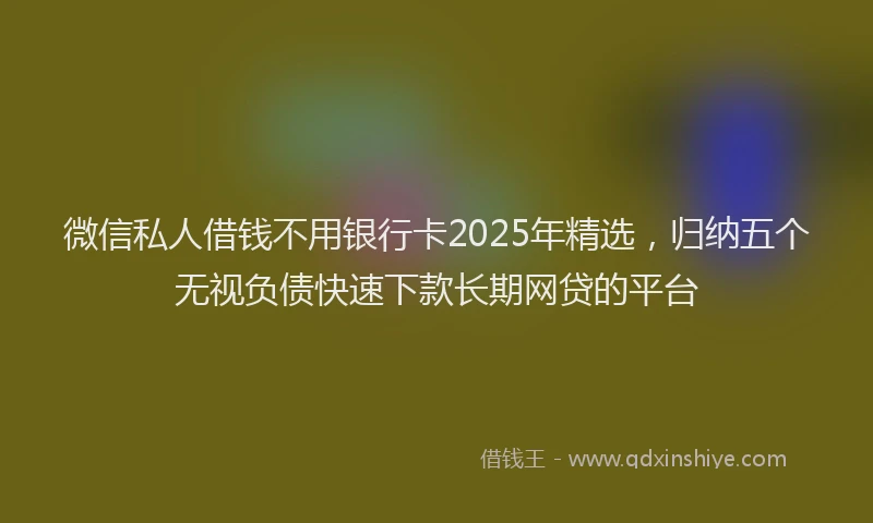 微信私人借钱不用银行卡2025年精选，归纳五个无视负债快速下款长期网贷的平台