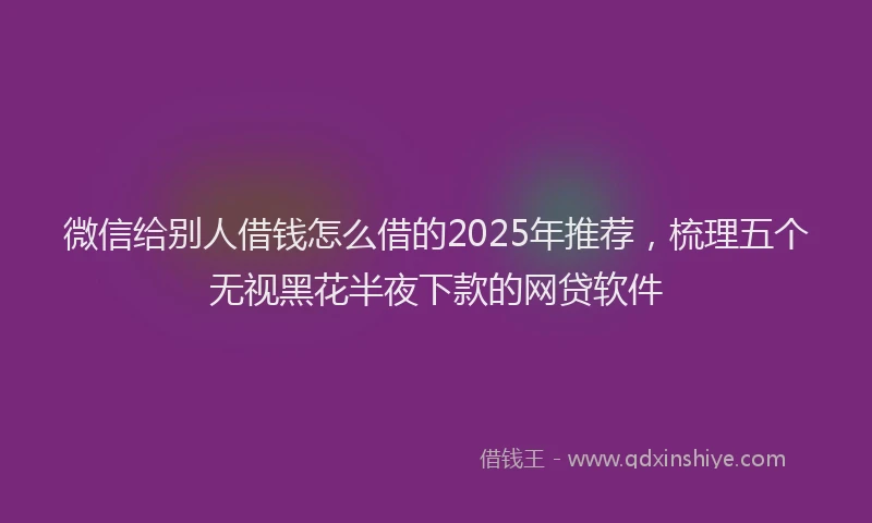 微信给别人借钱怎么借的2025年推荐，梳理五个无视黑花半夜下款的网贷软件