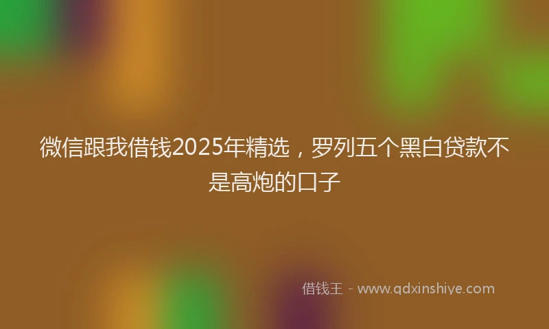 微信跟我借钱2025年精选，罗列五个黑白贷款不是高炮的口子