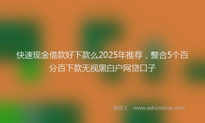 快速现金借款好下款么2025年推荐，整合5个百分百下款无视黑白户网贷口子