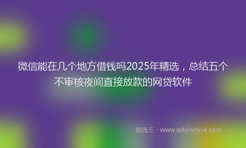 微信能在几个地方借钱吗2025年精选，总结五个不审核夜间直接放款的网贷软件