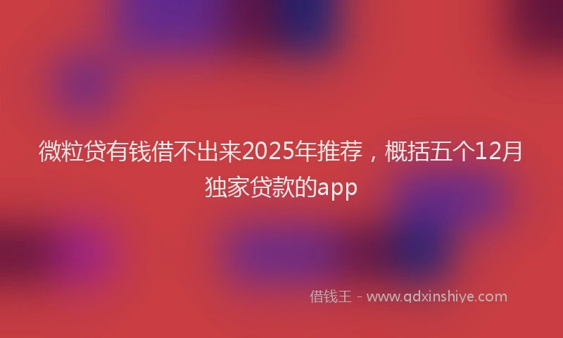 微粒贷有钱借不出来2025年推荐，概括五个12月独家贷款的app