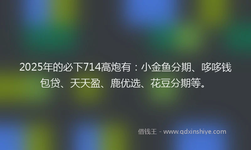 2025年的必下714高炮有：小金鱼分期、哆哆钱包贷、天天盈、鹿优选、花豆分期等。