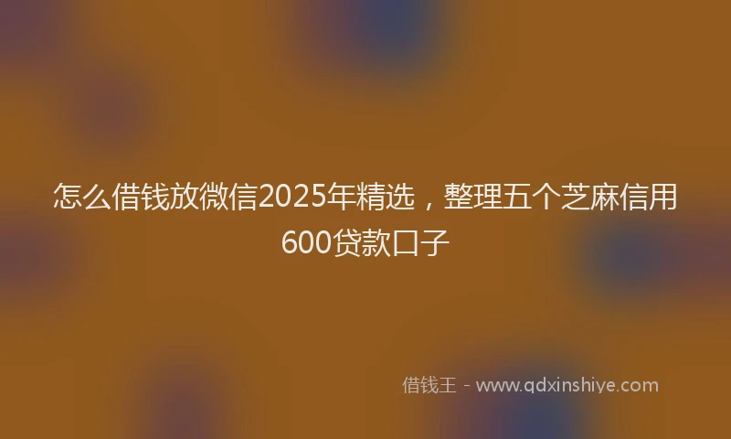怎么借钱放微信2025年精选，整理五个芝麻信用600贷款口子