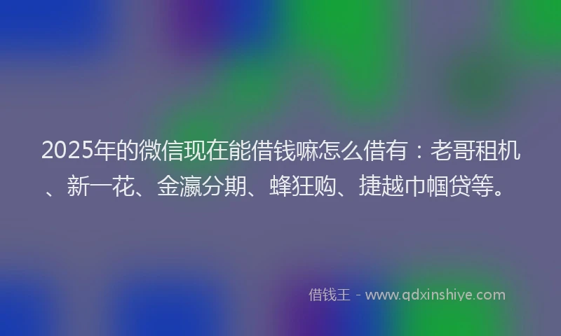 2025年的微信现在能借钱嘛怎么借有：老哥租机、新一花、金瀛分期、蜂狂购、捷越巾帼贷等。