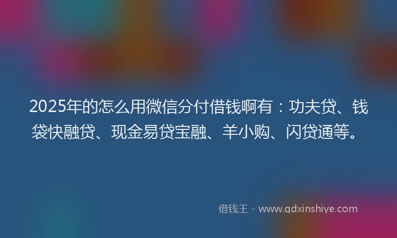 2025年的怎么用微信分付借钱啊有：功夫贷、钱袋快融贷、现金易贷宝融、羊小购、闪贷通等。